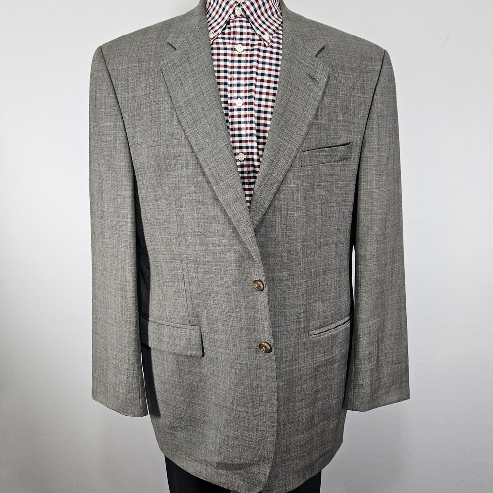 Lauren Ralph Lauren Men's Sport Coat Blazer Two Button Gray Plaid Wool Size 46L